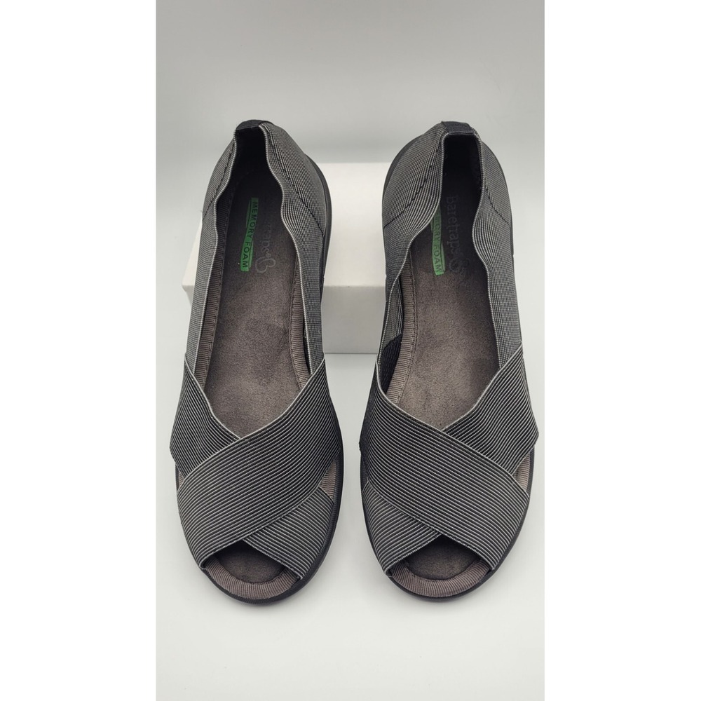 BareTraps Kami Women's Slip On Sandals Size 7.5 Gray Black Elastic Comfort Flats - Picture 2 of 11